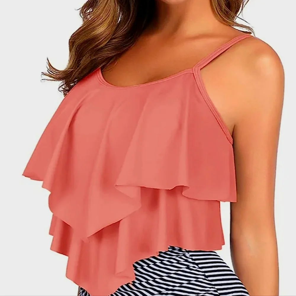 Double Ruffle Swim Top - Picture 4 of 12